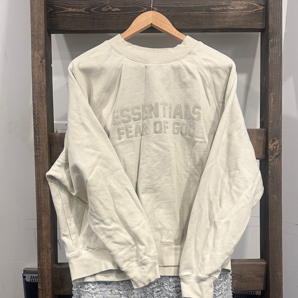 Fear of God Essentials Cream Crewneck Sweater
